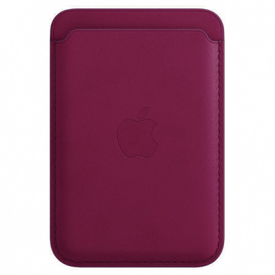 Кожаный кошелек для iPhone Leather Wallet Magsafe Rose Red