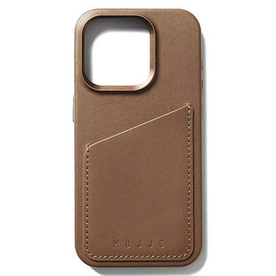 Чехол iPhone 15 Pro Mujjo Full Leather Wallet Case MagSafe, коричневый