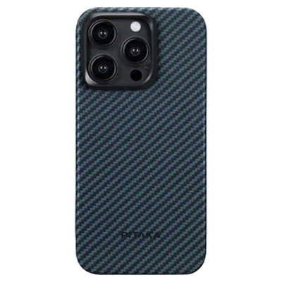 Чехол iPhone 15 Pro Max Pitaka MagEZ Case 4 черно-синий, кевлар
