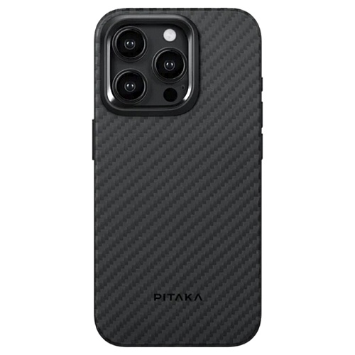 Чехол iPhone 15 Pro Pitaka MagEZ Pro 4 противоударный кевлар, черно-серый