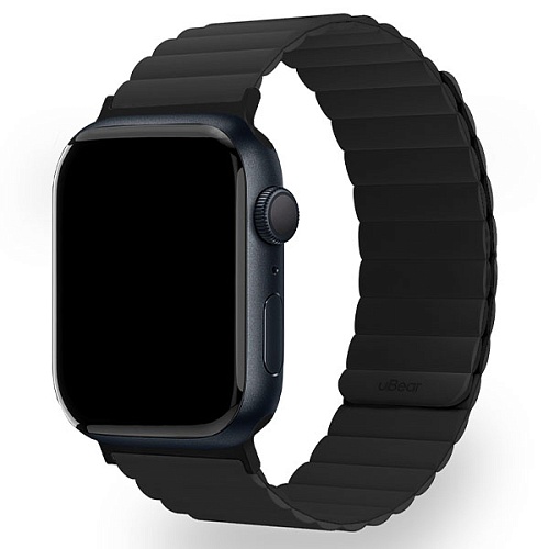 Ремешок магнитный силиконовый uBear Mode для Apple Watch 42/44/45/49мм, M/L, черный