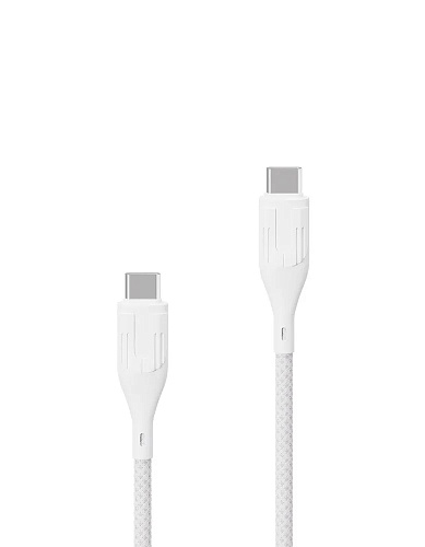 Кабель Uzay Nylon Type-C to Type-C 60W 1.2m, белый