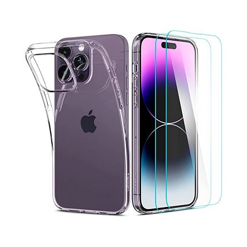 Чехол и 2 стёкла 14 Pro SPIGEN CRYSTAL PACK CRYSTAL CLEAR
