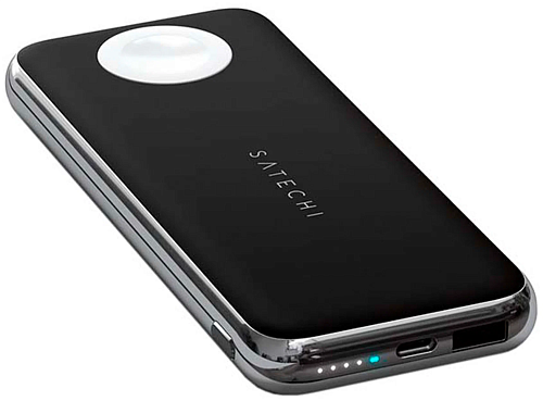 Беспроводное зарядное устройство SATECHI quatro wireless power bank, серый космос