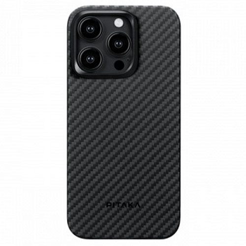 Чехол iPhone 15 Pro Pitaka MagEZ Case 4 кевлар, черно-серый