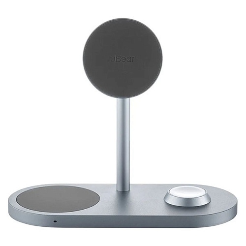 Беспроводная зарядная станция uBear Stage Magnetic Wireless (3в1), серый