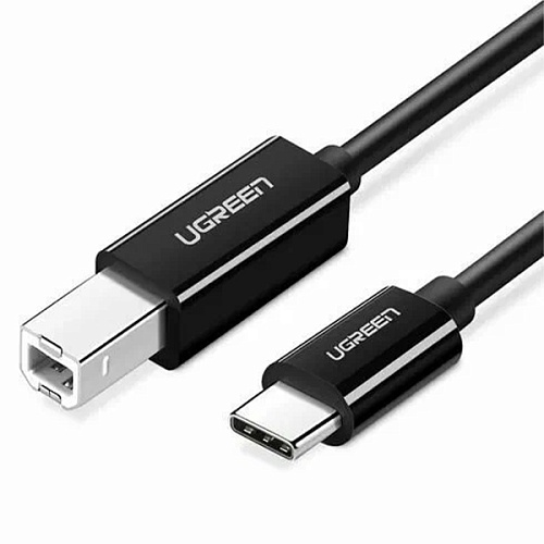 Кабель UGREEN US241 (50446) USB-C to USB-B 2.0 Printer Cable для подключения принтера, 2м, черный