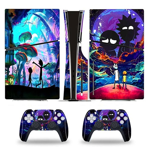 Наклейка для Sony PlayStation 5 Slim на консоль и геймпады, Рик и Морти