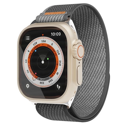 Ремешок нейлоновый Trail Band "vlp" для Apple Watch 42/44/45/49mm, черный-серый