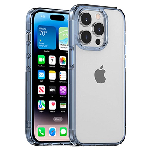 Чехол iPhone 14 Pro Max Gurdini Alba Transparent Protective, голубой