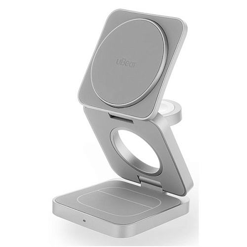 Беспроводная зарядная станция uBear Balance Magnetic wireless charger (3в1), серебристый