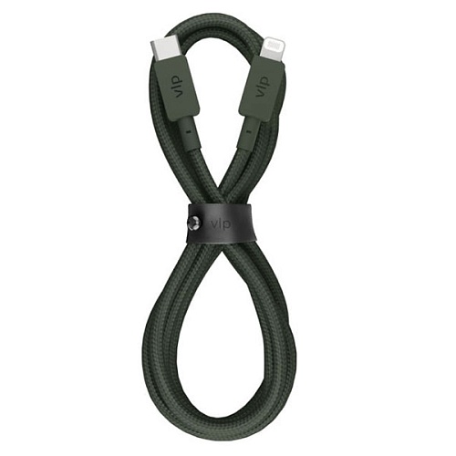 Дата-кабель "vlp" Nylon Cable USB С - Lightning MFI, 1.2м, темно-зеленый