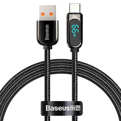 Кабель Baseus Display Fast Charging USB to Type-C 66W 1m, черный