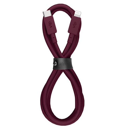 Дата-кабель "vlp" Nylon Cable USB С - Lightning MFI, 1.2м, марсала