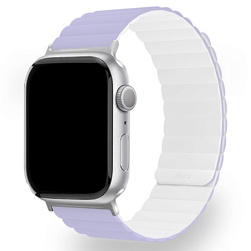 Ремешок магнитный силиконовый uBear Mode для Apple Watch 38/40/41мм, S/M, лавандовый/белый