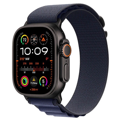 Apple Watch Ultra 2 2024, 49 мм, корпус из черного титана, Alpine Loop, темно-синий, S