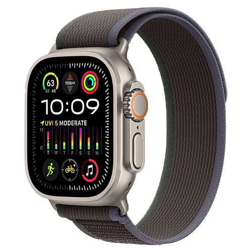 Apple Watch Ultra 2, 49 мм, корпус из титана, Trail Loop, сине-черный, M/L