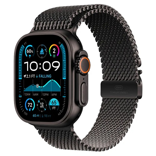 Apple Watch Ultra 2 2024, 49 мм, корпус из черного титана, Titanium Milanese Loop, черный