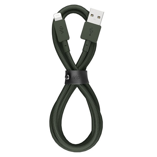 Дата-кабель "vlp" Nylon Cable USB A - Lightning MFI, 1.2м, темно-зеленый