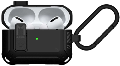 Чехол для AirPods Pro 1/2 Aulumu A19, с замком и карабином, черный