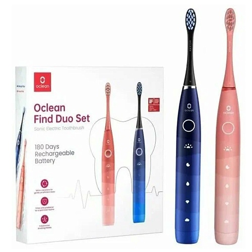 Электрическая зубная щетка Oclean Find Duo Set, 2 шт, красный и синий