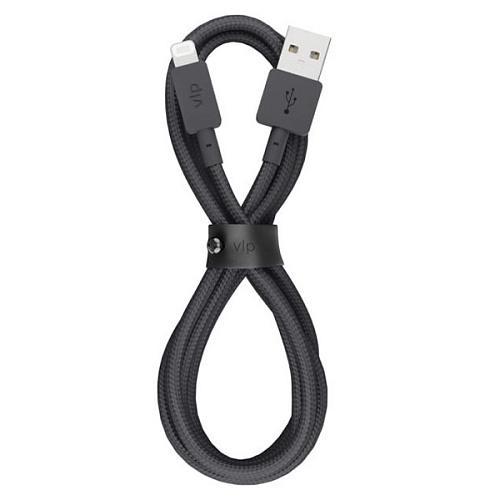 Дата-кабель "vlp" Nylon Cable USB A - Lightning MFI, 1.2м, черный