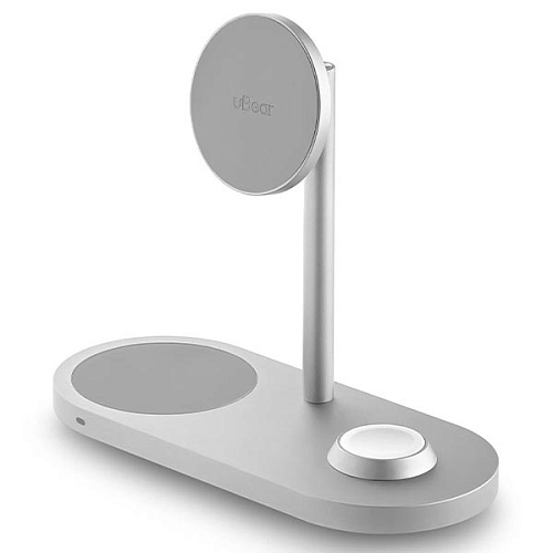 Беспроводная зарядная станция uBear Stage Magnetic Wireless (3в1), титан