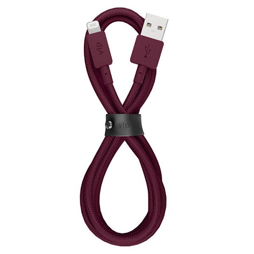 Дата-кабель "vlp" Nylon Cable USB A - Lightning MFI, 1.2м, марсала