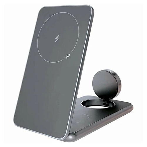 Беспроводная зарядная станция "vlp" Alum Power (3в1), темно-серое