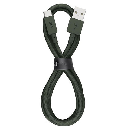 Дата-кабель "vlp" Nylon Cable USB A - USB C, 1.2м, темно-зеленый