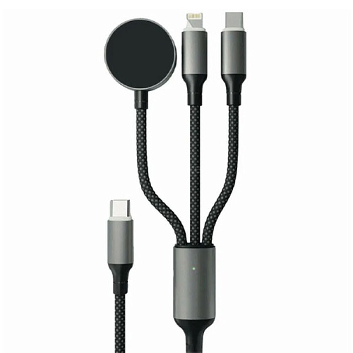Дата-кабель "vlp"  3в1 USB С - USB-C+Lightning+Watch, 1.2м, серый космос