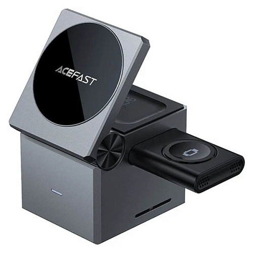 Беспроводная зарядная станция AceFast E18 3в1, серый