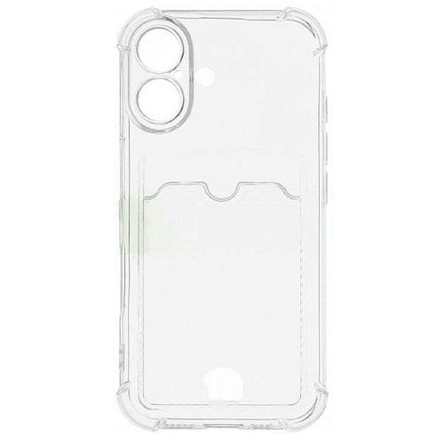 Чехол iPhone 16 Gurdini Silicone с отделением для карты, прозрачный