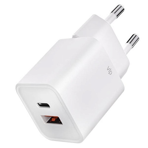 Зарядное устройство "vlp" G-Charge 30Вт USB-C+USB-A, QC, белый