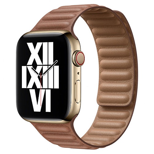 Ремешок Gurdini Leather Link Apple Watch 42/44/45мм, коричневый