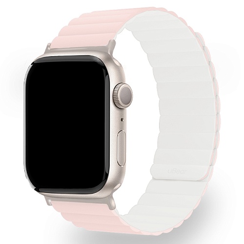 Ремешок магнитный силиконовый uBear Mode для Apple Watch 38/40/41мм, S/M, розовый/бежевый