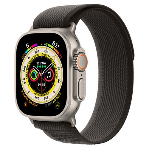 Ремешок Gurdini Trail Loop для Apple Watch 42/44/45/49мм, черный/серый
