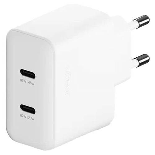 Сетевое зарядное устройство uBear Wall charger Motion 67W (2 ports USB-C), белый