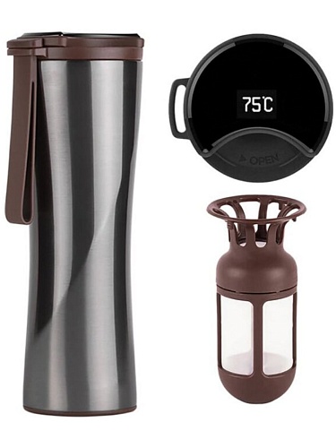 Термокружка KissKissFish MOKA Smart Coffee Tumbler, серый
