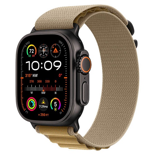 Apple Watch Ultra 2 2024, 49 мм, корпус из черного титана, Alpine Loop, коричневый, M