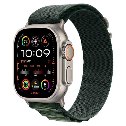 Apple Watch Ultra 2 2024, 49 мм, корпус из титана, Alpine Loop, темно-зеленый, L