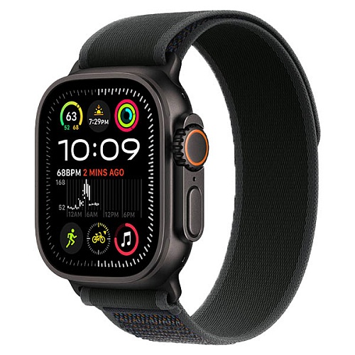 Apple Watch Ultra 2 2024, 49 мм, корпус из черного титана, Trail Loop, черный, S/M